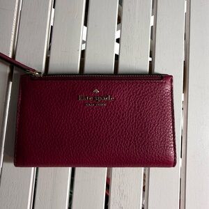 Kate Spade  Leila Slim Bifold leather walllet Burgundy